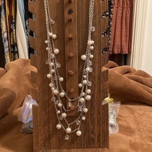 Elegant Silver Faux Pearl Necklace